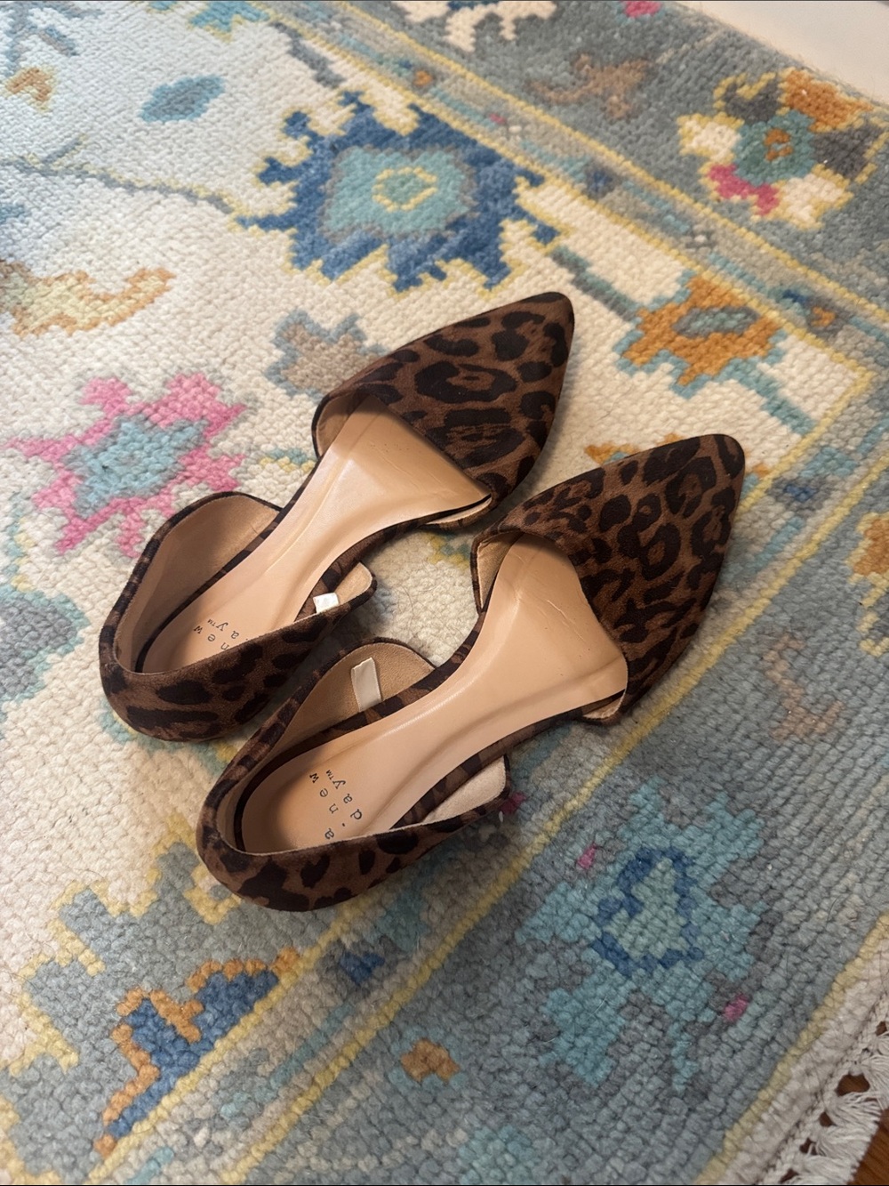 a new day Leopard Print Pointed D'Orsay Flats - Brown
